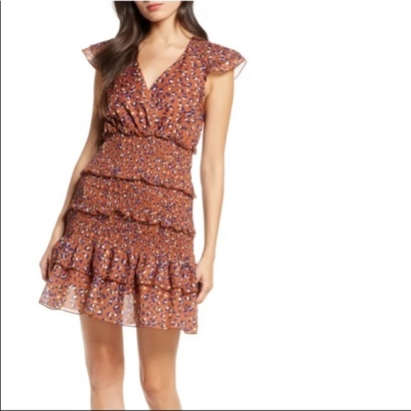 Foxiedox Mini Luna Animal Print Tiered Ruffle Dress M feminine cheetah leopard - Picture 2 of 14